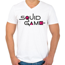 PRINTFASHION Squid Game - Logo - Férfi V-nyakú póló - Fehér