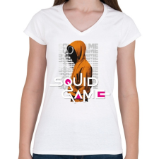 PRINTFASHION Squid game - Nyerd meg az életed 02 - Női V-nyakú póló - Fehér női póló