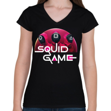 PRINTFASHION Squid game - nyerd meg az életed 05 - Női V-nyakú póló - Fekete