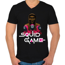 PRINTFASHION Squid game - Nyerd meg az életed 06 - Férfi V-nyakú póló - Fekete férfi póló
