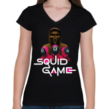 PRINTFASHION Squid game - Nyerd meg az életed 06 - Női V-nyakú póló - Fekete női póló