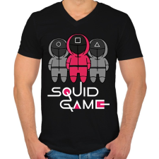 PRINTFASHION Squid Game - Nyerd meg az életed - Férfi V-nyakú póló - Fekete férfi póló