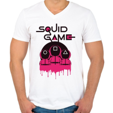PRINTFASHION Squid game - Nyerd meg az életed  N10 - Férfi V-nyakú póló - Fehér