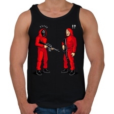 PRINTFASHION Squid game vs. La casa de papel - Férfi atléta - Fekete atléta, trikó