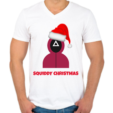 PRINTFASHION SQUIDDY CHRISTMAS - Férfi V-nyakú póló - Fehér férfi póló