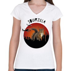 PRINTFASHION Squirzilla - Női V-nyakú póló - Fehér