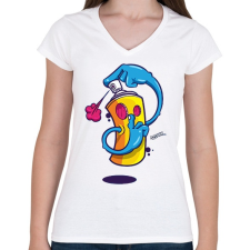PRINTFASHION ssssshhhh - Női V-nyakú póló - Fehér női póló