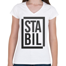 PRINTFASHION Stabil - Női V-nyakú póló - Fehér női póló