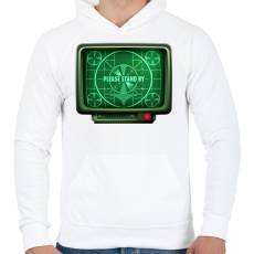 PRINTFASHION Stand by - Férfi kapucnis pulóver - Fehér