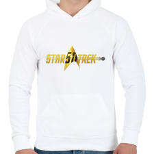 PRINTFASHION Star Trek logo - Férfi kapucnis pulóver - Fehér férfi pulóver, kardigán