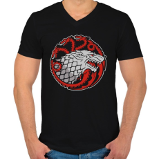 PRINTFASHION Stargaryen - Férfi V-nyakú póló - Fekete