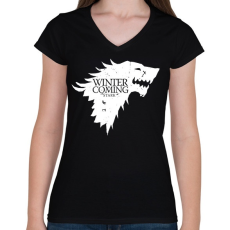 PRINTFASHION Stark - Női V-nyakú póló - Fekete