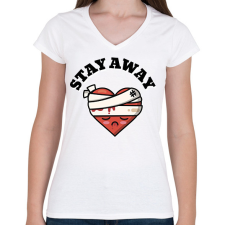 PRINTFASHION STAY AWAY - Női V-nyakú póló - Fehér női póló