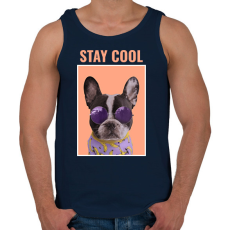 PRINTFASHION Stay Cool Frenchie - Férfi atléta - Sötétkék