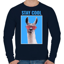 PRINTFASHION STAY COOL LLAMA - Férfi pulóver - Sötétkék férfi pulóver, kardigán