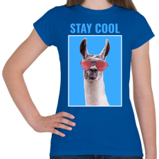 PRINTFASHION STAY COOL LLAMA - Női póló - Királykék
