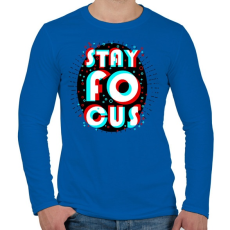 PRINTFASHION Stay Focus - Férfi hosszú ujjú póló - Királykék