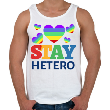 PRINTFASHION STAY HETERO - Férfi atléta - Fehér atléta, trikó