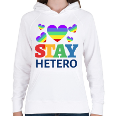 PRINTFASHION STAY HETERO - Női kapucnis pulóver - Fehér