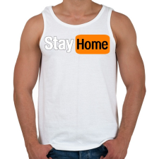 PRINTFASHION Stay home - Férfi atléta - Fehér atléta, trikó