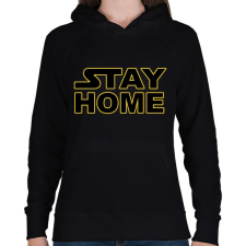 PRINTFASHION Stay Home - Női kapucnis pulóver - Fekete női pulóver, kardigán