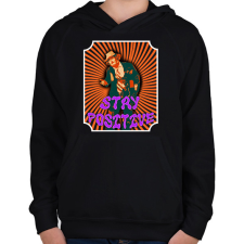 PRINTFASHION Stay positive - Gyerek kapucnis pulóver - Fekete gyerek pulóver, kardigán