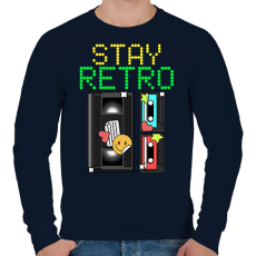 PRINTFASHION Stay retro kazetta - Férfi pulóver - Sötétkék