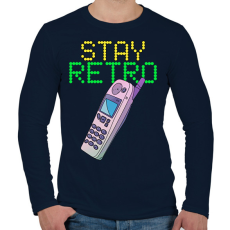 PRINTFASHION Stay retro Nokia - Férfi hosszú ujjú póló - Sötétkék