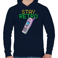 PRINTFASHION Stay retro Nokia - Férfi kapucnis pulóver - Sötétkék