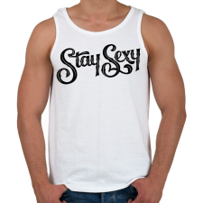 PRINTFASHION Stay Sexy - Férfi atléta - Fehér atléta, trikó