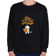 PRINTFASHION Stay Spooky Halloween-i Múmia - Gyerek pulóver - Fekete gyerek pulóver, kardigán