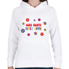 PRINTFASHION Stay trippy litlle hippie - Női kapucnis pulóver - Fehér női pulóver, kardigán