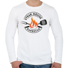 PRINTFASHION Steak house barbecue - Férfi hosszú ujjú póló - Fehér férfi póló