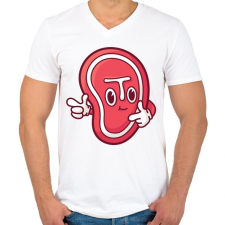 PRINTFASHION Steak hús - Férfi V-nyakú póló - Fehér férfi póló