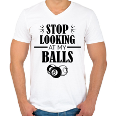 PRINTFASHION Stop looking - Férfi V-nyakú póló - Fehér