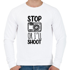 PRINTFASHION Stop or I'll shoot - Férfi pulóver - Fehér férfi pulóver, kardigán
