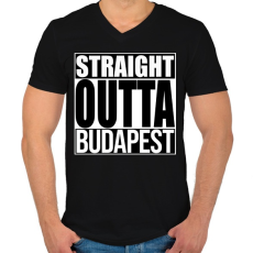 PRINTFASHION Straight Outta Budapest - Férfi V-nyakú póló - Fekete
