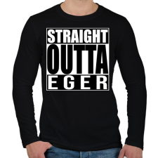 PRINTFASHION Straight Outta Eger - Férfi hosszú ujjú póló - Fekete férfi póló