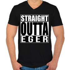 PRINTFASHION Straight Outta Eger - Férfi V-nyakú póló - Fekete férfi póló