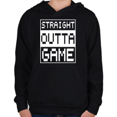 PRINTFASHION Straight outta Game - Gyerek kapucnis pulóver - Fekete