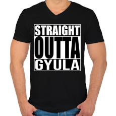 PRINTFASHION Straight Outta Gyula - Férfi V-nyakú póló - Fekete