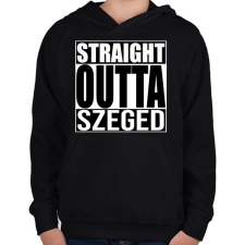 PRINTFASHION Straight Outta Sopron - Gyerek kapucnis pulóver - Fekete gyerek pulóver, kardigán