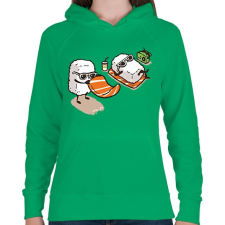 PRINTFASHION Strand sushi - Női kapucnis pulóver - Zöld női pulóver, kardigán