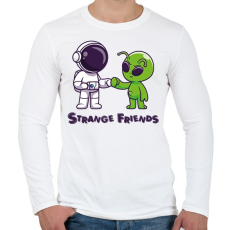 PRINTFASHION Strange Friends - Férfi hosszú ujjú póló - Fehér