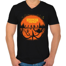 PRINTFASHION Stranger halloween - Férfi V-nyakú póló - Fekete férfi póló