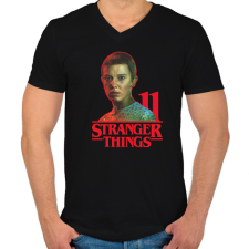 PRINTFASHION Stranger Things - 11 - Férfi V-nyakú póló - Fekete férfi póló