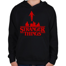 PRINTFASHION Stranger Things 4 - Gyerek kapucnis pulóver - Fekete