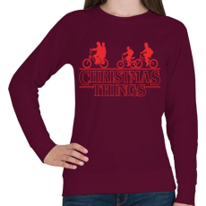 PRINTFASHION Stranger things christmas piros - Női pulóver - Bordó