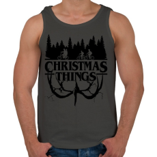 PRINTFASHION Stranger things Christmas things fekete - Férfi atléta - Sötétszürke