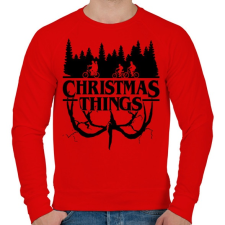 PRINTFASHION Stranger things Christmas things fekete - Férfi pulóver - Piros férfi pulóver, kardigán